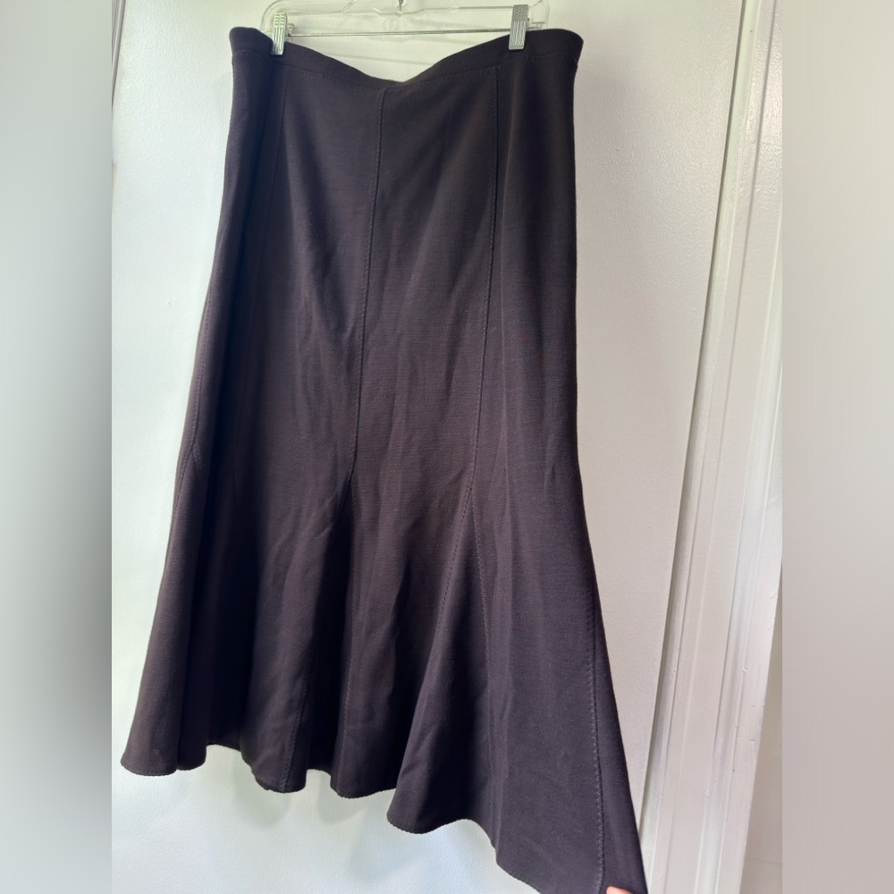 Vintage Eileen Fisher Wool Blend Tulip Skirt Chocolate Brown Size PL - Picture 5 of 13